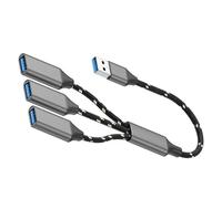 Uqezagpa USB To 3 Port USB 2.0 Hub Adapters Braided Cable Data Transfer For Phone Tablet Laptop Charging Multiple Devices Data Transfer Cable