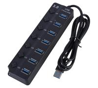 Uqezagpa USB3.0 Adaper Data Transfer And Charging 7 Slots With Independently Switches Long Cable Multiple Port USB Splitter Individual Switches USB Hub