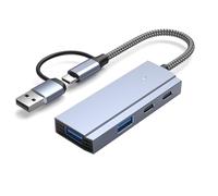 Uqezagpa USB3.0 and Type C Two Port Hubs Multiple USB Adapter for Fast Data Transfer and Phone Tablets