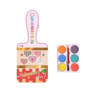 Uqezagpa Valentines Watercolor Paint Set With Valentines Card For Kids Classroom Exchange 6 Color Watercolor Paint With Brush Valentine Greeting Cards