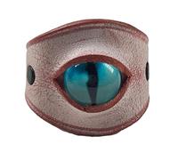 Uqezagpa Versatile Cowhides Leather Rings With Blue Evil Eyes Handmade Finger Band For Men And Women Fashion Party Accessory Blue Evil Eyes