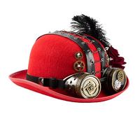 Uqezagpa Victorian Punk Top Hat With Dark Rose Goggles And Decorative Gear Chain For Costume Parties Halloween Event Gothic Halloween Hat With Goggles