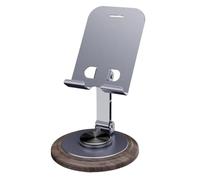 Uqezagpa Walnut Pattern Phone Dock With Quiet Rotation Mechanism Enhances Grip Adjustable Stand For Tablets Phones Not Fingerprints Stand All Metal