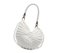 Uqezagpa Women Bag Trendy Shoulder Bag With Pearls Strap Stylish Seashells Fashion Conch Crossbody Handwoven Beach Handwoven Shoulder For Women Handbag Crochet Crossbody Seashells