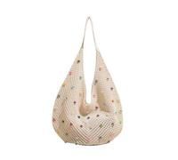 Uqezagpa Women Beach Bag Crochet Shoulder Fashion Handbag With Colored Beads Lovely Armpit Seaside For Travel Women Knitting Shoulder Beach Lovely Armpit Colorful Beads Handbag
