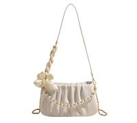 Uqezagpa Women Clouds Bag Sweet Shoulder Fashion Crossbody With Pearl Chain PU Leather Messengers For Shopping Travel Women Cloud With Pearl Chain Pu Leather Shoulder Sweet Crossbody