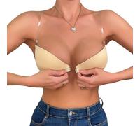 Uqezagpa Women's Convertible Push Up Padded Bra with Transparent Straps Front Closure Underwire Bra for Backless Top and Dresses Fashion Strap Adjustable