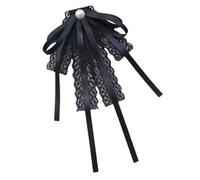 Uqezagpa Womens Lace Ribbon Bowtie Brooch Pin Student Uniform Shirt Jabot Collar Pearls Pre Tied Bowknot Necktie Clip Lapel