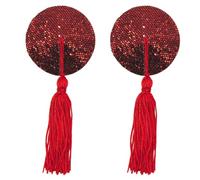 Uqezagpa Women's Sequins Tassels Nipple Covers Reusable Adhesive Silicone Pasties Raves Breast Petals Sticky Bras Nipple