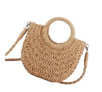 Uqezagpa Women's Straw Bag Casual Shopper Shoulder Bag Drawstring Fashionable Daily Shopping Handbag For Various Occasion Daily Shopping
