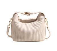 Uqezagpa Womens Top Handle Shoulder Crossbody Bag Zippered Pleated Ribbed PU Leather Solid Color Handbag Elegant Square Purse Small Square Shoulder