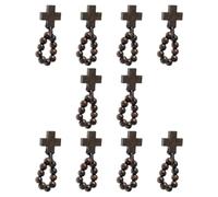 Uqezagpa Wood Beads Finger Rosary with 8mm Beads and Crosses Pendants for Prayer Meditations Elegant Wood Grains Rosary