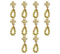 Uqezagpa Wood Beads Finger Rosary with 8mm Beads and Crosses Pendants for Prayer Meditations Elegant Wood Grains Rosary
