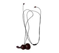 Uqezagpa Wood Gourd Pendant Necklace Artistic Wood Gourd Pendant With Long Leather Necklace Charm For Trendy Layering Traditional Cultural Designs