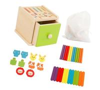 Uqezagpa Wooden Shape Matching Insertion Box for Kids Early Learning Color Recognition and Fine Motor Skills Toy Educational Coin Box Toy