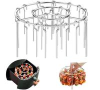 Uqingo 1PCS Air Fryer Rack Round 6 inch with 24PCS Metal BBQ Kebab Skewers, Stainless Steel Air Fryer Tray Accessories, Multi-Purpose Cooking Grill Racks Stand and Hanging Kebab Skewers