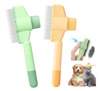 Uqingo 2PCS Flea Combs, Flea Comb for Cats and Dogs with Stainless Steel Teeth, Durable Self-Cleaning Pet Brush for Short or Long Hair Cats, Effectively Eliminate Tomentosis Undercoat(Yellow & Green)