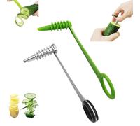 Uqingo 2PCS Spiral Cutter Slicer, Stainless Steel & Plastic Spiral Cutter Knife, Manual Spiralizer Kitchen Accessories for Vegetable Potato Cucumber Carrot Fruit Kitchen Gadgets