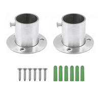 Uqingo 2Pcs Wardrobe Rail Support, Stainless Steel Wardrobe Pole Brackets, Heavy Duty Hanging Rail Rod End Socket Holder with Screws for Closet Curtain (25mm/0.98'' Dia Tube)
