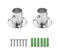 Uqingo 2Pcs Wardrobe Rail Support, Stainless Steel Wardrobe Pole Brackets, Heavy Duty Hanging Rail Rod End Socket Holder with Screws for Closet Curtain (22mm/0.87'' Dia Tube)