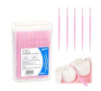 Uqingo 400PCS Double Head Plastic Toothpicks, Dental Picks Disposable, Interdental Brush 2-in-1 Teeth Stick, Flossing Oral Dental Brush Cleaning Tool -Pink