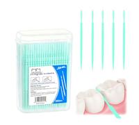 Uqingo 400PCS Double Head Plastic Toothpicks, Dental Picks Disposable, Interdental Brush 2-in-1 Teeth Stick, Flossing Oral Dental Brush Cleaning Tool -Green