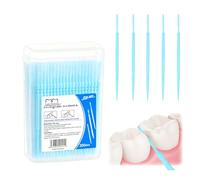 Uqingo 400PCS Double Head Plastic Toothpicks, Dental Picks Disposable, Interdental Brush 2-in-1 Teeth Stick, Flossing Oral Dental Brush Cleaning Tool -Blue