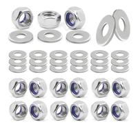 Uqingo 50PCS M6 Nuts Nylock Nuts and 50PCS Washers, M6 6mm 304 Stainless Steel Hex Self Locking Nut, Nylon insert Thread Lock Nut Kits Hexagon for Bolts & Screws - Silver