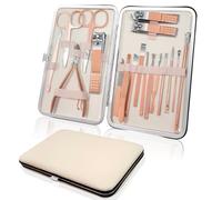 Uqingo Manicure Set 18pcs, Nail Clipper Set, Professional Portable Stainless Steel Nail Care Kit Manicure Set Grooming Tools for Men Women with PU Leather Storage Case for Travel & Home-Rose Gold
