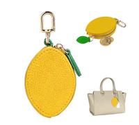 Uqingo Mini Fruit Bag, Cute Coin Purse Fruit Leather Keychain Charms Pouch with Zipper Closure, Small Coin Organizer Pouch Wallet Gift for Girl Women Handbags Children Backpack - Lemon