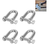 Uqingo Pack of 4 M10 Stainless Steel Shackles Straight Short Shape, 304 D Ring Shackle Lock Straight with Eye Bolts Diameter 10 mm for Rigging Steel Cable Cords Chains Shackles
