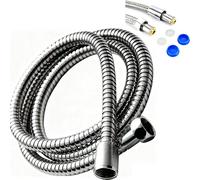 Uqingo Shower Hose 1.5m, Stainless Steel Leakproof Anti-Kink Shower Pipe Hose, Universal Standard Fitting G1/2 Replacement, Anti-Explosion High Pressure Resistance, Chrome -Silver