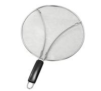 Uqingo Splatter Guard for Frying Pan, 29CM Stainless Steel Fine Mesh Splatter Screen with Handle, Grease Guard Lid to Stop Oil Splash, Screen for catching Oil and Food Splashes When Cooking - Black