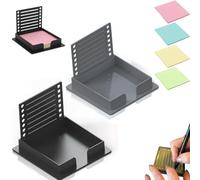 Uqingo Sticky Note Stencil, Self Adhesive Post It Note Holder with Template Dispenser, 3x3 Inch Note Organizer for Desk Office Home School Stationery Supplies (2 Stencils + 2 Sticky Notes)