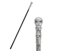 UQJE 44in Silver Wizard Staff Plague Doctor Costume Cane Egyptian Walking Scepter
