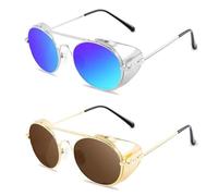 UQKY Retro round sunglasses, perfect for those who love gothic and steampunk fashion styles., Cranber 2