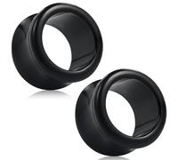 Uqnwbdq 12mm Black Acrylic Ear Gauges Tunnels Plugs Earrings for Ears Platic Silicone Double Flare Ear Gauges Tunnels Plugs Hollow Gauges Size 12 mm Piercing Stretching Kit Women Men 1/2 inch