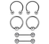 Uqnwbdq 16G 14G G23 Titanium Nipple Piercing Jewelry Tongue Rings Hypoallergenic Horseshoe Captive Bead Tongue Nipple Ring Nipplerings Barbells Hoops Rings Piercing Jewelry for Women Men 14MM 3 Pairs