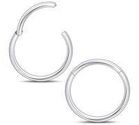 Uqnwbdq 20G ASTM F136 Titanium Septum Nose Rings Hoops Hinged Clicker Segment Sneke Bites Lip Ring 20 gauge Cartilage Tragus Helix Rook Diath Sleeper Earring Smiley Piercing Jewelry Women Men 9mm