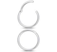 Uqnwbdq 20G Hinged Clicker Septum Nose Rings Hoops Surgical Stainless Steel Segment Silver Lip Ring 20 gauge Cartilage Tragus Helix Rook Diath Sleeper Earring Smiley Piercing Jewelry Women Men 6mm