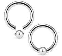 Uqnwbdq 2G ASTM F132 Titanium Septum Rings Captive Bead Nose Ring Hoop Circular Barbell 2 Gauge Helix Snug Tragus Rook Daith Cartilage Earring Sneke Bite Lip Smiley Piercing Jewelry Women Men 16mm