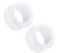 Uqnwbdq 36mm White Acrylic Ear Gauges Tunnels Plugs Earrings for Ears Platic Silicone Double Flare Ear Gauges Tunnels Plugs Hollow Gauges Size 36 mm Piercing Stretching Kit Women Men 1 7/16 inch