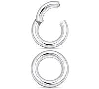 Uqnwbdq 4G Hinged Clicker Septum Nose Rings Hoops Surgical Stainless Steel Segment Silver Lip Ring 4 gauge Cartilage Tragus Helix Rook Diath Sleeper Earring Smiley Piercing Jewelry Women Men 16mm