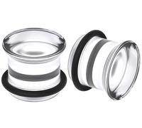 Uqnwbdq 8G-12mm Solid Ear Plugs Tunnels for Women Men Single Flared Ears Gauge Plugs with O-Ring Stretcher Expander Piercing Body Jewelry Black White Clear Opalite 1 Pairs, 0 Gauge(8mm) = 5/16 inch