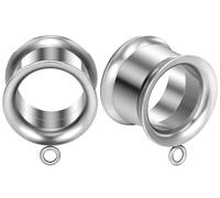 Uqnwbdq 8G-25mm DIY Gauges for Ears 316L Surgical Steel Mirror Finish Double Flared Tunnels Plugs Earrings Hollow Internally Threaded Ear Gauges Piercing for Women Men Silver Black Gold 1 Pairs, 12mm