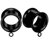 Uqnwbdq 8G-25mm DIY Gauges for Ears 316L Surgical Steel Mirror Finish Double Flared Tunnels Plugs Earrings Hollow Internally Threaded Ear Gauges Piercing for Women Men Silver Black Gold 1 Pairs, 25mm