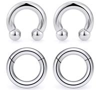 Uqnwbdq 8G 6G 4G 2G Septum Ring Ear Gauges Earrings PA Ring Hypoallergenic 316L Surgical Steel Septum Nose Rings Hoops CBR Body Piercing Jewelry for Women Men Inner Diamond 12mm 14mm 16mm, Metal