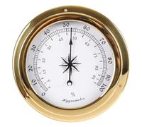 UQSENEUX 145mm Barometer, Barometer Thermometer Hygrometer Clock, Barometers for The Home Wall, Barometer Indoor, Barometer Outdoor (Brass)