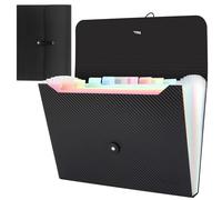 Uquelic 13 Pocket Expanding File Folder with Labels, Rainbow Twill A4 Paper Bill Receipt Paperwork Organiser Storage, Plastic Accordion Document Holder for Office Home School, Macaron Color