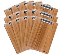 Uquelic 15 pcs A4 Durable Wooden Clipboards, with Sturdy Spring-Loaded Grip & Hanging Hook, Designed for Office Work Classroom Business Restaurant (Brown)